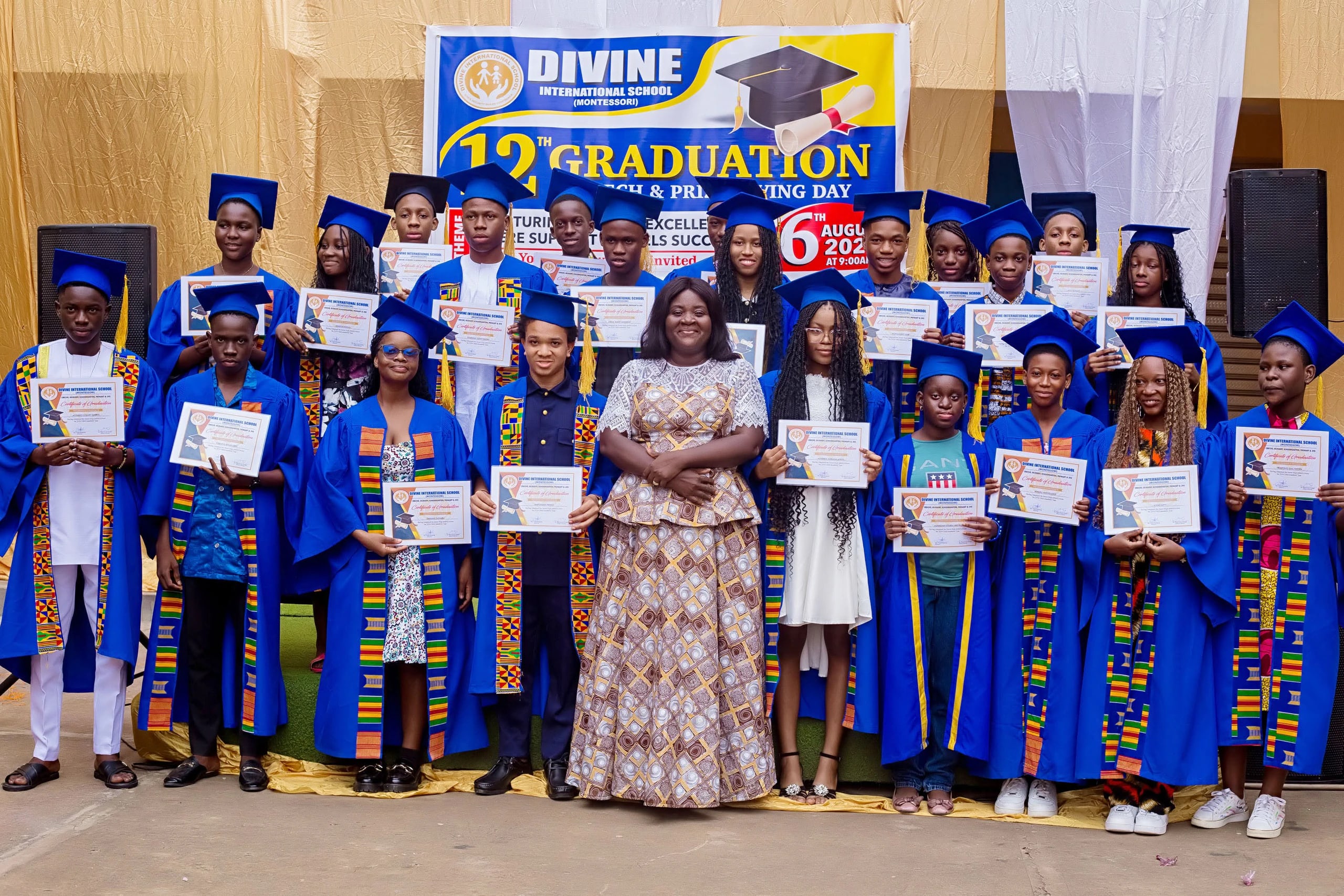 Divine International School pupils during graduation: graduation group 2.